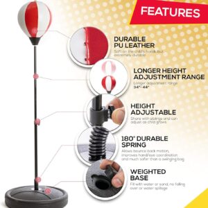 Keep kids entertained with the Adjustable Kids Punching Bag, featuring a sturdy bag, adjustable height, and boxing gloves for fun workouts.