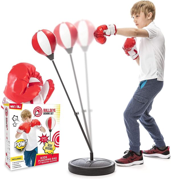 Adjustable Kids Punching Bag: A fun and durable punching bag for kids aged 3-10, with adjustable height and free boxing gloves.