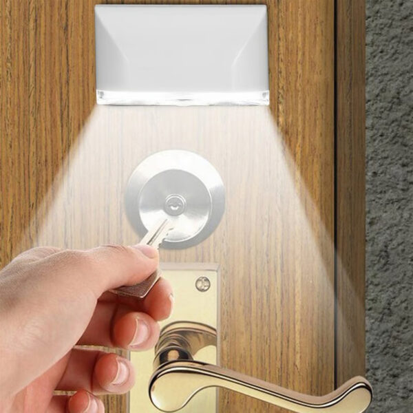 The Auto-Sensing Door Light provides hands-free illumination, powered by an easy-to-install adhesive sticker for any surface.