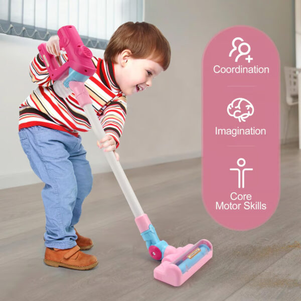 The lightweight Educational Vacuum Toy is perfect for young kids to practice cleaning.