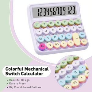 Mechanical Pushbutton Calculator, powered by both solar energy and battery, perfect for home or office use.