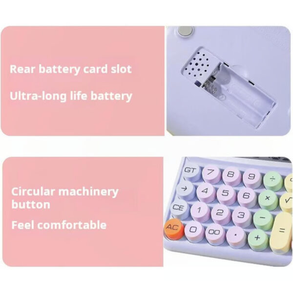 Comfortable typing with Mechanical Pushbutton Calculator, featuring a 12-digit display and durable, non-slip design.