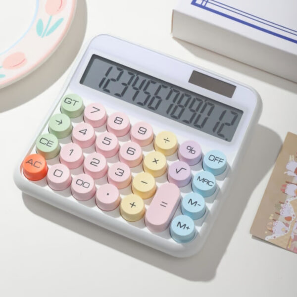 Durable Mechanical Pushbutton Calculator with a clear 12-digit display, ideal for everyday tasks and financial calculations.