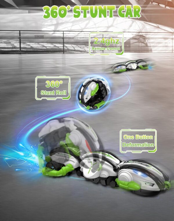 RC Stunt Snake Car delivers up to 30 minutes of playtime with its rechargeable battery.