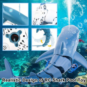 The Realistic RC Shark Toy automatically shuts off when out of water for safety and peace of mind.