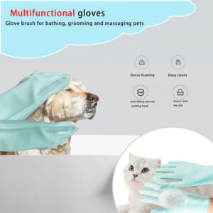 Versatile Silicone Dog Grooming Gloves for both bathing and grooming.