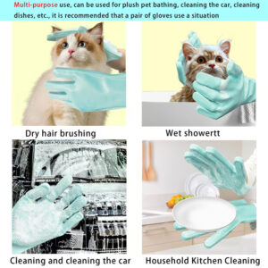 Silicone Dog Grooming Gloves for shedding and detangling fur.