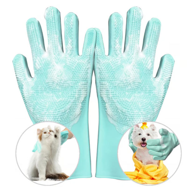 Silicone Dog Grooming Gloves for a soothing pet massage experience.