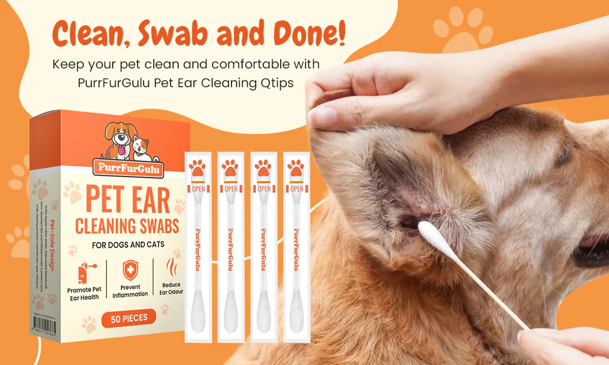 Gently clean your pet’s sensitive areas with PurrFurGulu Pet Ear Cleaning Swabs, designed for comfort and safety.