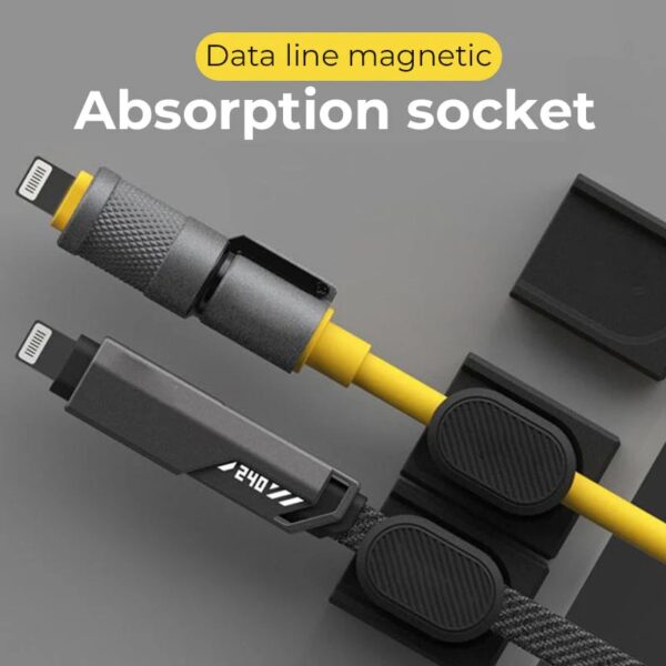 The Data Line Magnetic Absorption Socket helps organize cables on various surfaces with its strong magnetic design.