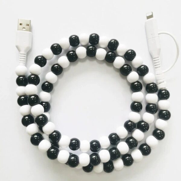 Reliable Durable Beaded USB Cable for iPhone and Type-C devices, perfect for everyday use.