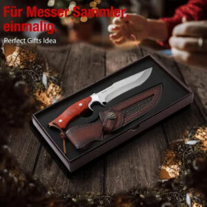 German M390 Outdoor Knife with 4mm M390 steel blade and rosewood handle, perfect for camping and outdoor tasks.