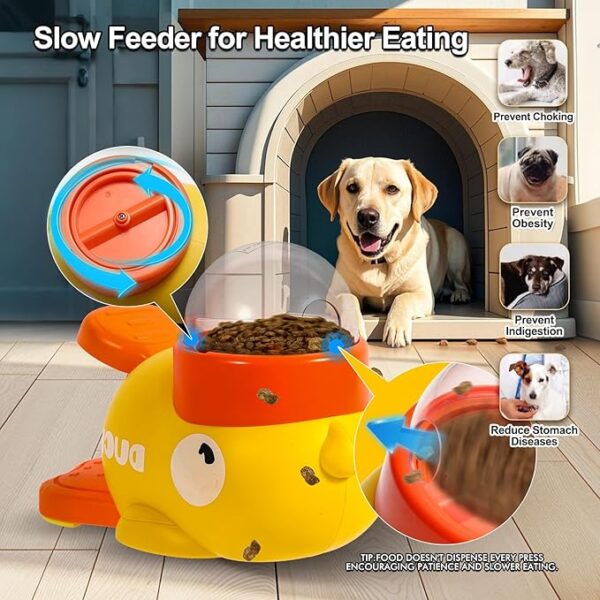 The Interactive Slow Feeder for Dogs includes adjustable compartments to fit various pet food sizes and accommodate all dog breeds.