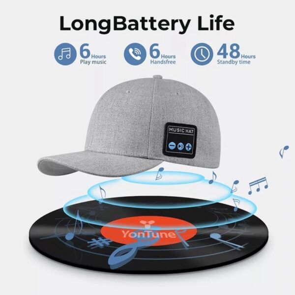 Enjoy up to 8 hours of music playback with the long battery life of the Outdoor Wireless Bluetooth Speaker Hat.