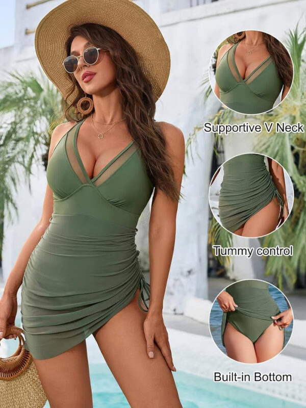 Tummy Control Mesh Swimsuit: A must-have for beach lovers, offering both elegance and slimming support.