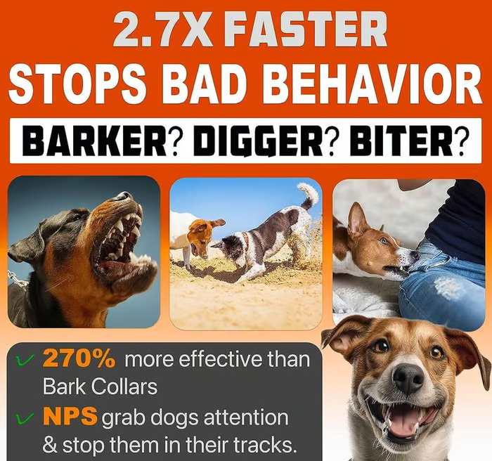 Say goodbye to barking, chewing, and digging with the Ultrasonic Dog Training Device, working 2.7x faster than other methods.